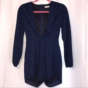 SHORT -DARK BLUE- ROMPER/ long sleeve
